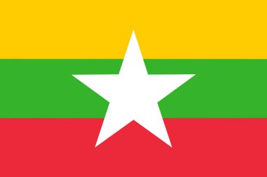 Myanmar bayrağının resmi olarak Myanmar Cumhuriyeti olarak bilinen bir tasviri.