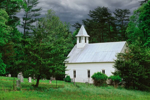 Igreja Metodista Pioneira Cades Cove Great Smoky Mountains National Park — Fotografia de Stock