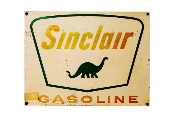 Vintage Sinclair Gasoline Znak Izolowany Białym Tle Miejsca Kopiowania — Zdjęcie stockowe