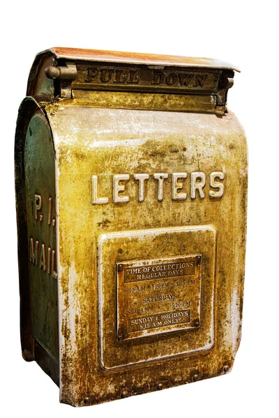 Ročník Zeď Montáž Mail Box Izolované Bílém Pozadí Kopírovacím Prostorem — Stock fotografie