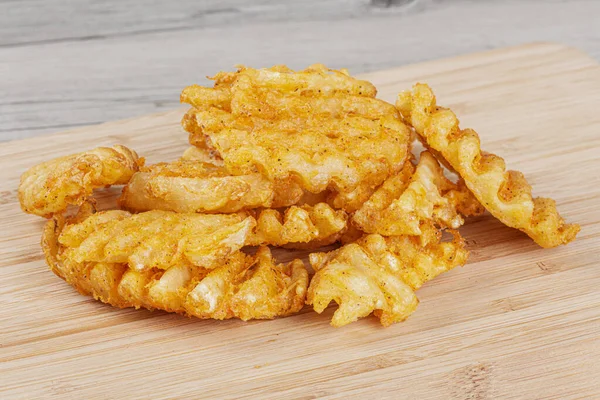 Delicious Waffle Fries Απομονώνονται Ξύλινο Φόντο Αντίγραφο Χώρο — Φωτογραφία Αρχείου