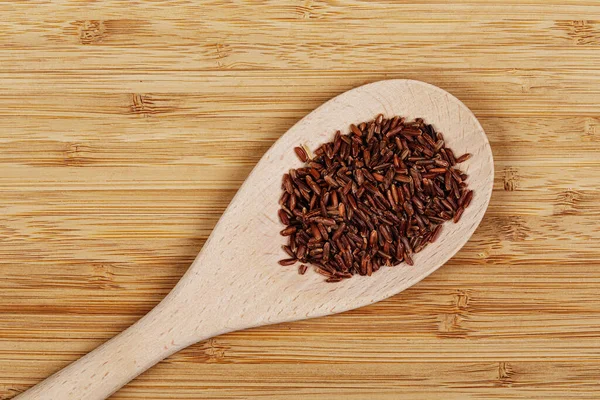 Flach Legen Nahaufnahme Von Köstlichem Roten Reis Isoliert Mit Einem — Stockfoto