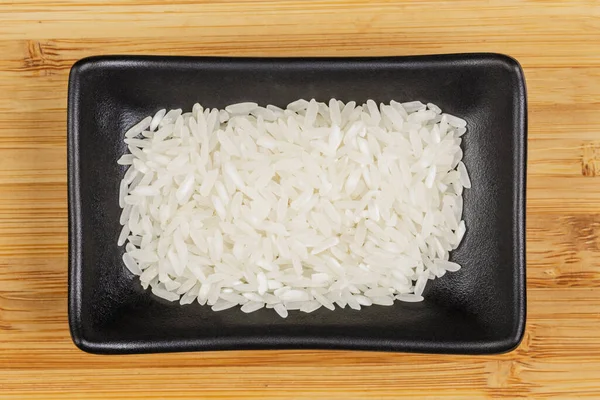 Flach Legen Nahaufnahme Von Köstlichen Schüssel Mit Weißem Reis Isoliert — Stockfoto