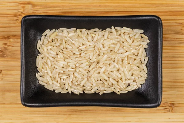Flache Lay Close Von Köstlichen Schüssel Mit Braunem Reis Isoliert — Stockfoto