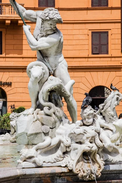 Dünyaca Ünlü Neptün Çeşmesi Piazza Navona Roma Talya Avrupa — Stok fotoğraf