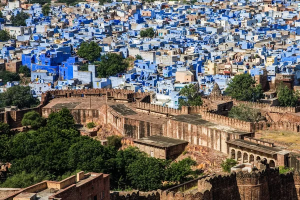 Jodhpur 'un güzel şehri genellikle Güney Asya' daki Rajasthan Hindistan 'daki Mehrangarh Kalesi' nden alınan 