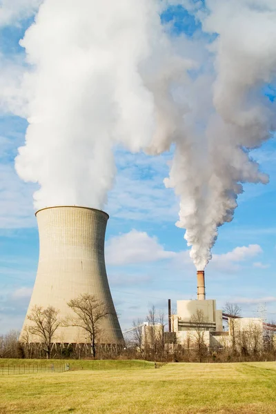 Emissions Coal Burning Power Plant Rural America North America — Stock Photo, Image