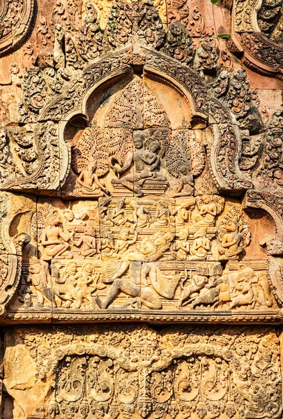Banteay Srey Templo Cambojano Século Dedicado Deus Hindu Shiva Localizado — Fotografia de Stock