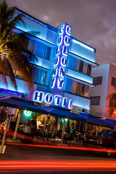 Vida Nocturna Famoso Distrito Art Deco Ocean Drive South Beach — Foto de Stock