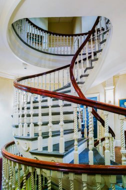Old State House 'daki Spiral Staircase, 18. yüzyıl işçiliğinin bir örneği. Boston Massachusetts, ABD, Kuzey Amerika