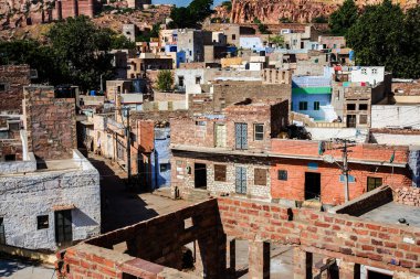 Mehrangarhin Rajasthan Kalesi 'ne giden Jophpur Şehri, Hindistan, Güney Asya