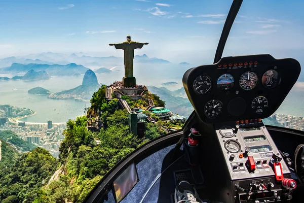 Aerial View Helicopter Christ Redeemer Statue Rio Janeiro Brazil South — Stock Photo, Image