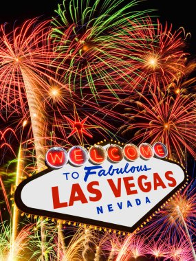 Nevada, ABD, Kuzey Amerika 'daki Las Vegas Bulvarı boyunca uzanan meşhur Las Vegas tabelasına hoş geldiniz.