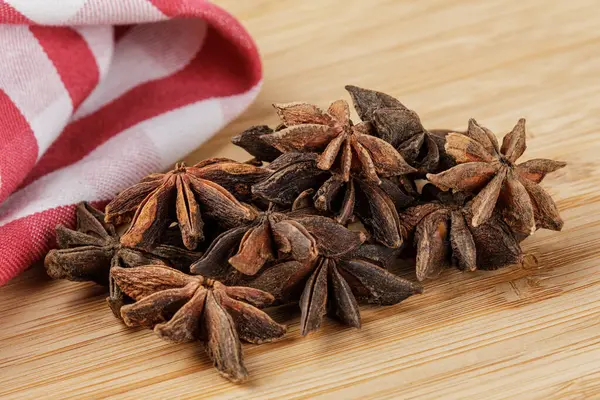 Close Star Anise Spices Isolated Wooden Background Copy Space — Stock Photo, Image