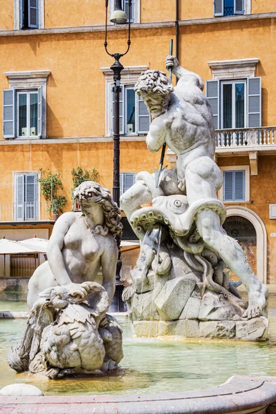 Den Världsberömda Fontänen Neptune Piazza Navona Rom Italien Europa — Stockfoto