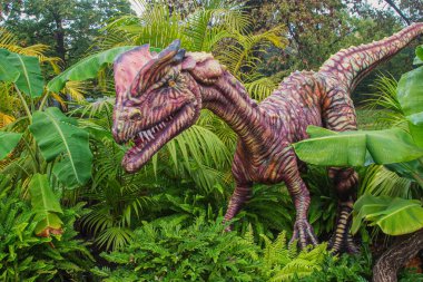 Dilophosaurus (yani, çift tepeli sürüngen dinozor erken Jurasik dönemden. Birleşik Devletler, Kuzey Amerika