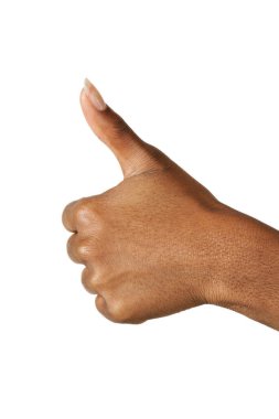 Afro-Amerikan kadın el hareketleriyle, tamam, her şey yolunda, tamam, ve daha fazlası, beyaz bir arka planda fotokopi alanı ile izole