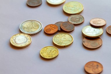 Background Composition of Euro Coins in Various Forms
