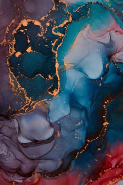 Alkol mürekkebi sanatı. Sıvı boya karışımı. Modern, soyut renkli arka plan, duvar kağıdı. Mermer desen. Yarı saydam renkler.