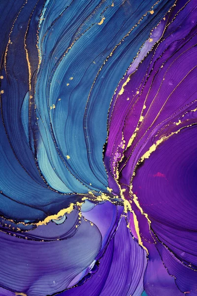 半透明の色の流れ 金属の渦巻の揺れ 泡立つ色のスプレーは これらの自由な流れのテクスチャの風景を形成します アルコール水墨画自然豊かな抽象的流体画 — ストック写真