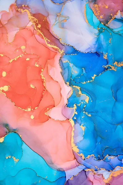 stock image Currents of translucent hues, snaking metallic swirls, and foamy sprays of color shape the landscape of these free-flowing textures. Natural luxury abstract fluid art painting in alcohol ink technique