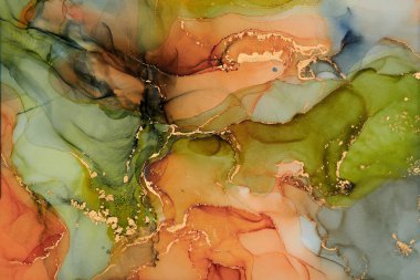 Sıvı mürekkep tekniğiyle doğal lüks, akışkan sanat resimleri. Şefkatli ve rüya gibi duvar kağıtları. Renklerin karışımı şeffaf dalgalar ve altın girdaplar yaratır. Posterler ve diğer basılı materyaller için