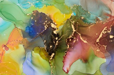 Sıvı mürekkep tekniğiyle doğal lüks, akışkan sanat resimleri. Şefkatli ve rüya gibi duvar kağıtları. Renklerin karışımı şeffaf dalgalar ve altın girdaplar yaratır. Posterler ve diğer basılı materyaller için