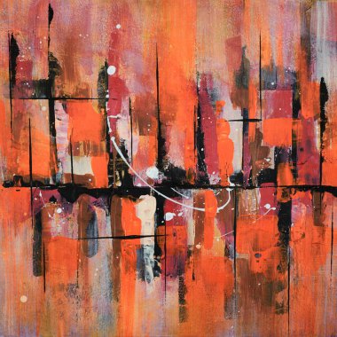 Tuval üzerindeki grunge desenli soyut çok renkli resim. Sanat eserleri fırça darbesi, sıçrama rengi ve yağ, akrilik boya elementi. Duvar kağıdı arkaplanı için çağdaş sanat