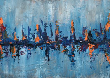 Modern empresyonizm tekniği. Duvar baskı şablonu. Soyut resim sanatı. Boya arkaplan dokusunun kuru fırçasıyla çizilmiş. Yağlı boya tarzı. Web ya da grafik tasarımı için sanatsal desen.