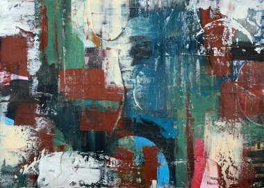 Renkli modern sanat eserleri, soyut boya vuruşları, yağlı boya tabloları. Akrilik sanat, sanatsal doku. Fırça darbeleri ve lekeler grunge arkaplan, elle boyanmış desen