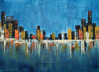 Modern empresyonizm tekniği. Duvar baskı şablonu. Soyut resim sanatı. Boya arkaplan dokusunun kuru fırçasıyla çizilmiş. Yağlı boya tarzı. Web ya da grafik tasarımı için sanatsal desen.