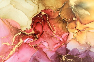 Şeffaf renk akımları, yılan gibi kıvrılan metalik girdaplar ve köpüklü renk spreyleri bu serbest akan dokuların manzarasını şekillendirir. Sıvı mürekkep tekniğiyle doğal lüks, akışkan sanat resimleri.