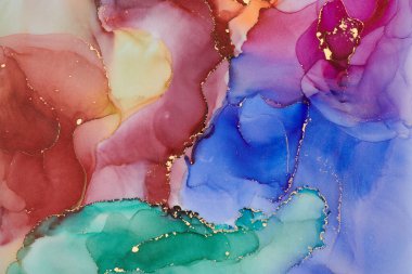 Soyut bulutlar. Modern fütüristik desenli mermer yarı şeffaf renk dokusu, çok renkli dinamik arkaplan, sıvı boya sanatı..