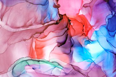 Soyut bulutlar. Modern fütüristik desenli mermer yarı şeffaf renk dokusu, çok renkli dinamik arkaplan, sıvı boya sanatı..