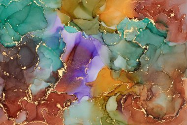 Sıvı mürekkep tekniğiyle doğal lüks, akışkan sanat resimleri. Şefkatli ve rüya gibi duvar kağıtları. Renklerin karışımı şeffaf dalgalar ve altın girdaplar yaratır. Posterler ve diğer basılı materyaller için