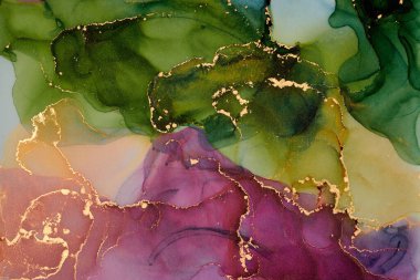 Sıvı mürekkep tekniğiyle doğal lüks, akışkan sanat resimleri. Şefkatli ve rüya gibi duvar kağıtları. Renklerin karışımı şeffaf dalgalar ve altın girdaplar yaratır. Posterler ve diğer basılı materyaller için