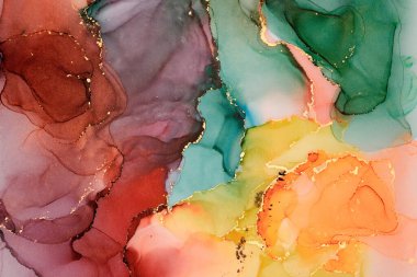 Sıvı mürekkep tekniğiyle doğal lüks, akışkan sanat resimleri. Şefkatli ve rüya gibi duvar kağıtları. Renklerin karışımı şeffaf dalgalar ve altın girdaplar yaratır. Posterler ve diğer basılı materyaller için