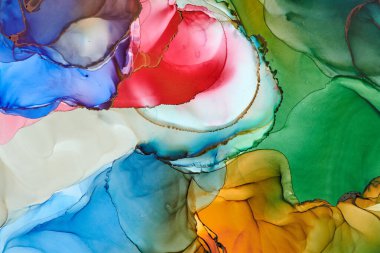 Soyut bulutlar. Modern fütüristik desenli mermer yarı şeffaf renk dokusu, çok renkli dinamik arkaplan, sıvı boya sanatı..