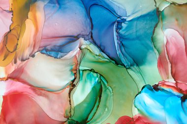 Soyut bulutlar. Modern fütüristik desenli mermer yarı şeffaf renk dokusu, çok renkli dinamik arkaplan, sıvı boya sanatı..
