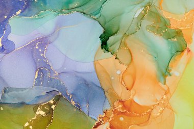 Sıvı mürekkep tekniğiyle doğal lüks, akışkan sanat resimleri. Şefkatli ve rüya gibi duvar kağıtları. Renklerin karışımı şeffaf dalgalar ve altın girdaplar yaratır. Posterler ve diğer basılı materyaller için