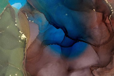 Alkol mürekkebi tekniğinde doğal lüks, soyut, akışkan sanat resimleri. Şefkatli ve rüya gibi duvar kağıtları. Renklerin karışımı şeffaf dalgalar ve altın girdaplar yaratır. Posterler ve diğer basılı materyaller için