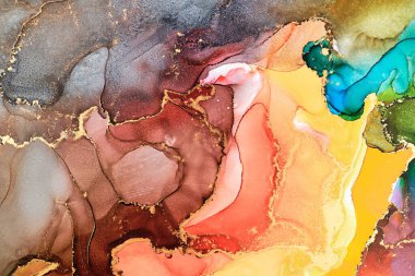 Sıvı mürekkep tekniğiyle doğal lüks, akışkan sanat resimleri. Şefkatli ve rüya gibi duvar kağıtları. Renklerin karışımı şeffaf dalgalar ve altın girdaplar yaratır. Posterler ve diğer basılı materyaller için