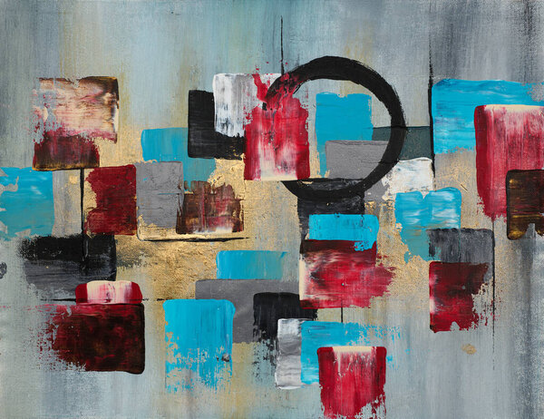 Abstract multicolor painting wtih grunge texture on canvas. Artwork mix brush stroke, splash color and oil, acrylic paint element. Modern contemporary art  for wallpaper background