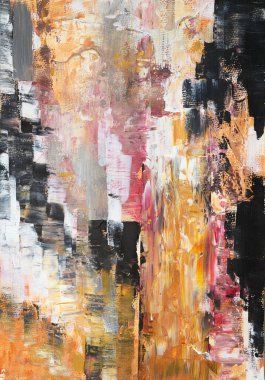 Yağlı boya çizimi. Soyut renkli arkaplan. İzlenimcilik tarzında soyutlama. Modern sürrealist resim. Duvar dekorasyonu için iyi bir poster. Gerçeküstü tasarım. El çizimi desen şablonu.