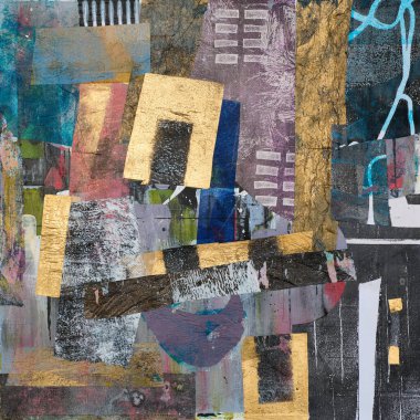 Tuval üzerindeki grunge desenli soyut çok renkli resim. Sanat eserleri fırça darbesi, sıçrama rengi ve yağ, akrilik boya elementi. Duvar kağıdı arkaplanı için çağdaş sanat