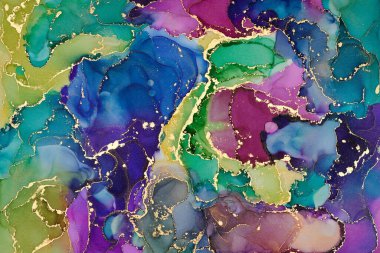 Sıvı mürekkep tekniğiyle doğal lüks, akışkan sanat resimleri. Şefkatli ve rüya gibi duvar kağıtları. Renklerin karışımı şeffaf dalgalar ve altın girdaplar yaratır. Posterler ve diğer basılı materyaller için