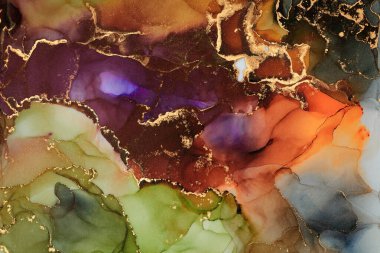 Alkol mürekkebi tekniğinde doğal lüks, soyut, akışkan sanat resimleri. Şefkatli ve rüya gibi duvar kağıtları. Renklerin karışımı şeffaf dalgalar ve altın girdaplar yaratır. Posterler ve diğer basılı materyaller için