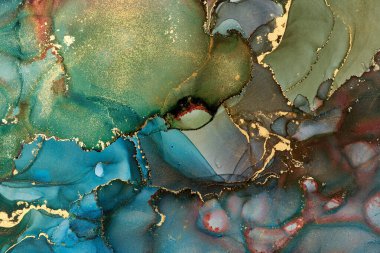 Alkol mürekkebi tekniğinde doğal lüks, soyut, akışkan sanat resimleri. Şefkatli ve rüya gibi duvar kağıtları. Renklerin karışımı şeffaf dalgalar ve altın girdaplar yaratır. Posterler ve diğer basılı materyaller için