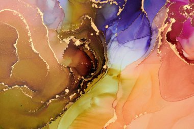 Sıvı mürekkep tekniğiyle doğal lüks, akışkan sanat resimleri. Şefkatli ve rüya gibi duvar kağıtları. Renklerin karışımı şeffaf dalgalar ve altın girdaplar yaratır. Posterler ve diğer basılı materyaller için