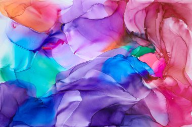 Şeffaf renk akımları, yılan gibi kıvrılan metalik girdaplar ve köpüklü renk spreyleri bu serbest akan dokuların manzarasını şekillendirir. Sıvı mürekkep tekniğiyle doğal lüks, akışkan sanat resimleri.